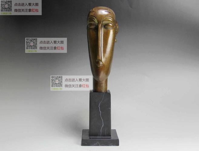 日本代购 青铜雕塑雕像摆件 头部雕刻西洋美术艺术工艺品收藏品